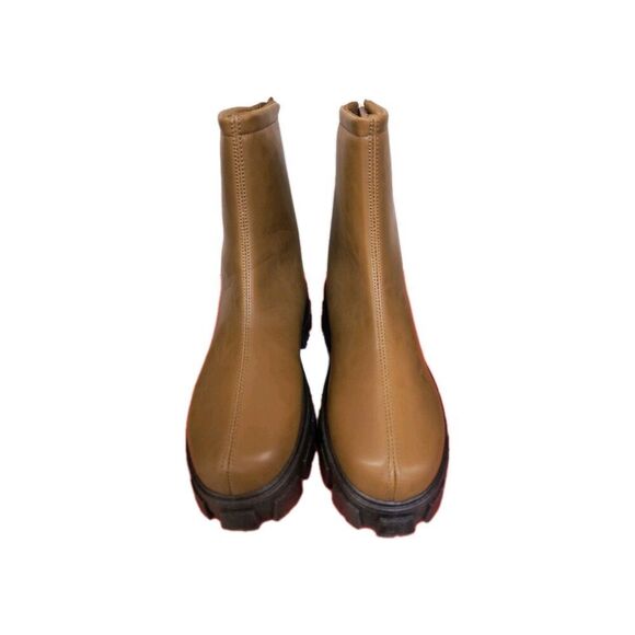 ROUGE TAN/Brown Women's Chunky Heel Boots Size 9 New Box - Picture 4 of 10